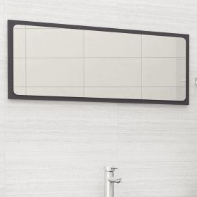 Bathroom Mirror Gray 39.4"x0.6"x14.6" Engineered Wood
