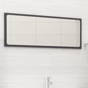 Bathroom Mirror Gray 35.4"x0.6"x14.6" Engineered Wood
