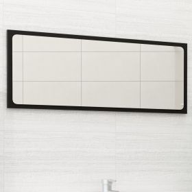 Bathroom Mirror Black 35.4"x0.6"x14.6" Engineered Wood