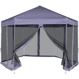 Hexagonal Pop-Up Marquee with 6 Sidewalls Dark Blue 11.8'x10.2'