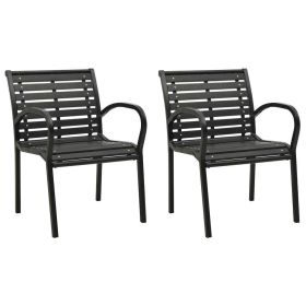 Patio Chairs 2 pcs Steel and WPC Black