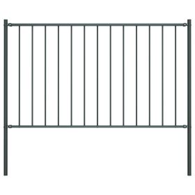 Fence Panel with Posts Powder-coated Steel 5.6'x2.5' Anthracite