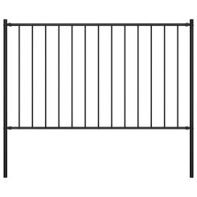 Fence Panel with Posts Powder-coated Steel 5.6'x4.1' Black
