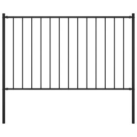Fence Panel with Posts Powder-coated Steel 5.6'x2.5' Black