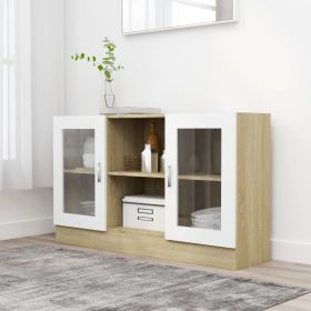 Vitrine Cabinet White and Sonoma Oak 47.2"x12"x27.6" Engineered Wood