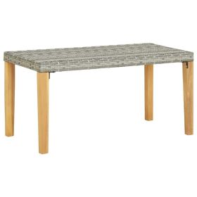 Patio Bench 47.2" Gray Poly Rattan and Solid Acacia Wood