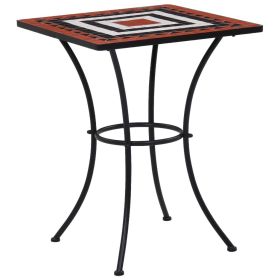 Mosaic Bistro Table Terracotta and White 23.6" Ceramic
