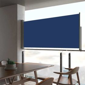 Patio Retractable Side Awning 23.6"x118.1" Blue