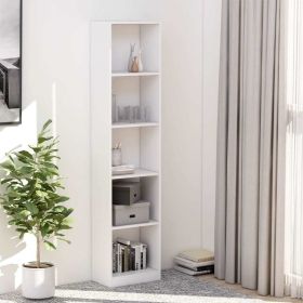 5-Tier Book Cabinet White 15.7"x9.4"x68.9" Engineered Wood