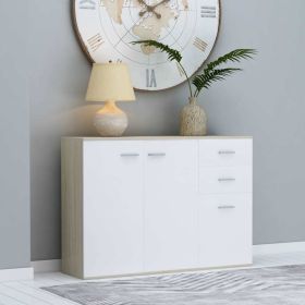Sideboard White and Sonoma Oak 41.3"x11.8"x29.5" Engineered Wood