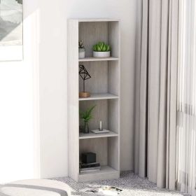 4-Tier Book Cabinet Concrete Gray 15.7"x9.4"x55.9" Engineered Wood