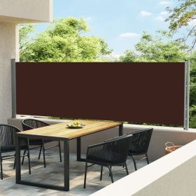 Patio Retractable Side Awning 55.1"x236.2" Brown