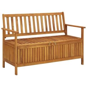 Patio Storage Bench 47.2" Solid Acacia Wood (Color: Brown)