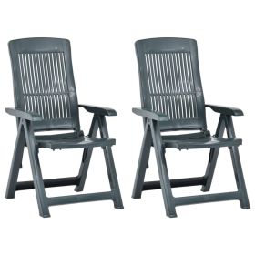 Patio Reclining Chairs 2 pcs Plastic Green (Color: Green)