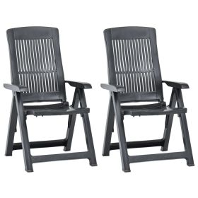 Patio Reclining Chairs 2 pcs Plastic Anthracite (Color: Anthracite)
