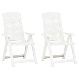 Patio Reclining Chairs 2 pcs Plastic White (Color: White)