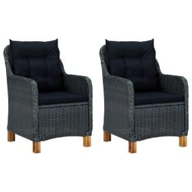 Patio Chairs with Cushions 2 pcs Poly Rattan Dark Gray (Color: Grey)