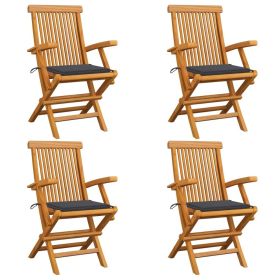 Patio Chairs with Anthracite Cushions 4 pcs Solid Teak Wood (Color: Anthracite)
